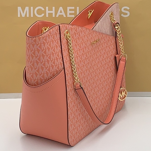 MICHAEL KORS LARGE X CHAIN SHOULDER TOTE BAG SHERBERT MULTI COLOR - Picture 5 of 15